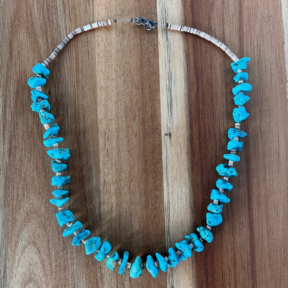 Vintage Turquoise Nugget Heishi Necklace